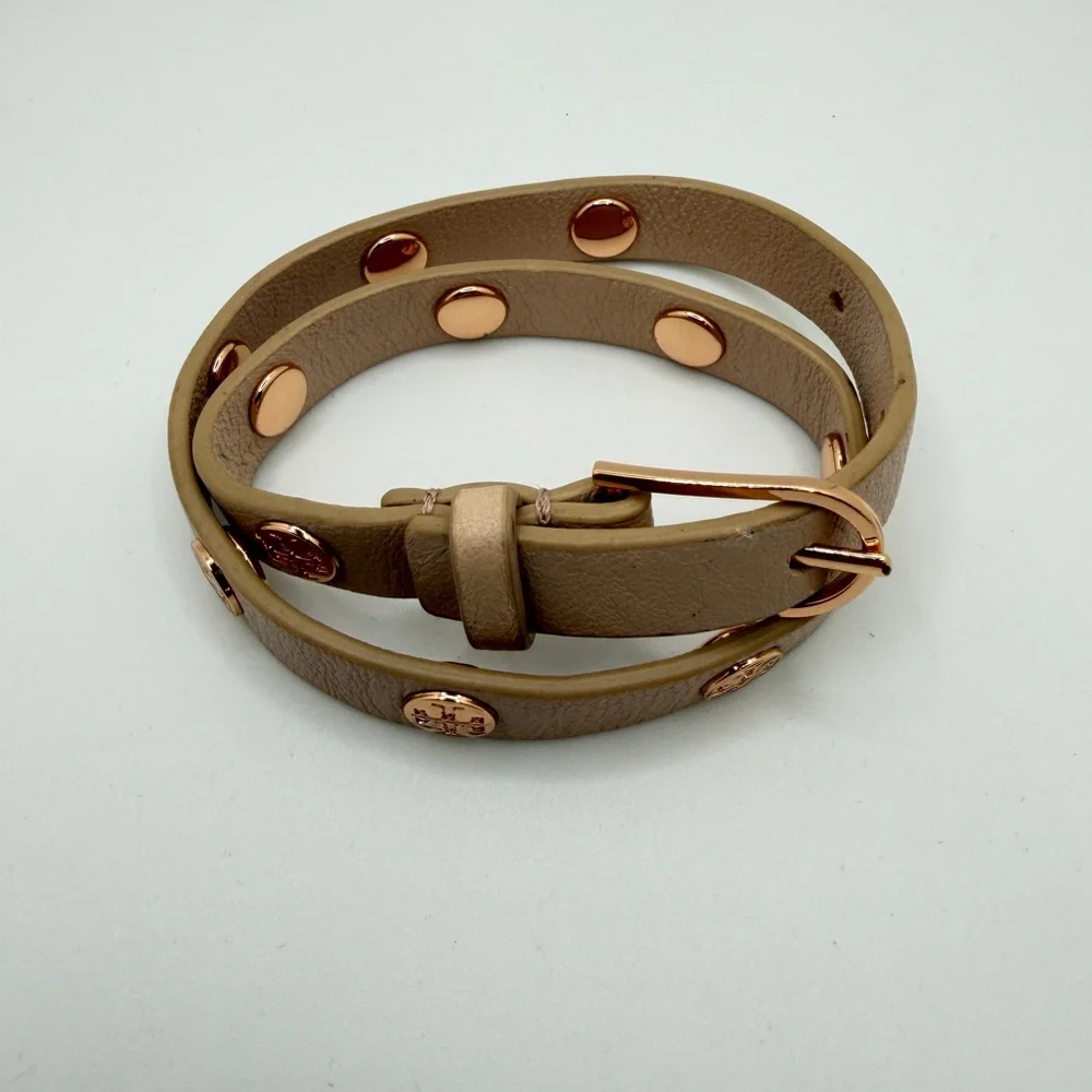 Tory Burch Double Wrap‎ Logo Bracelet in Pink leather and Rose Gold!